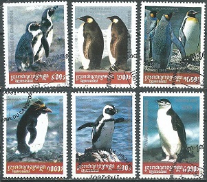 CAMBOYA  #2114 - 2119  2001  Serie completa Scott $4.50 "Pingüinos"