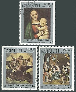 LAOS #444 y #446 -447 1983  «Obras de Rafael»