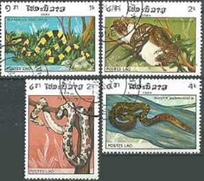 LAOS #585 - 587 y #589 1984