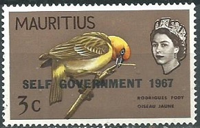 Mauricio #307  1967  Nueva "Fodia de Rodrigues"