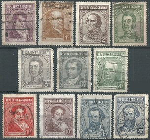 Argentina  #418 - 420, #422 - 424, #426, #430 - 431 y #436 - 437   1935