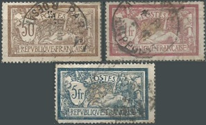 Francia #123, #125 y #130 1906
