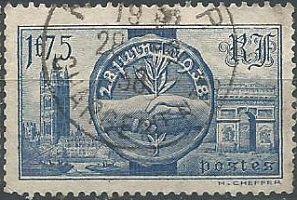 Francia #352 1938 "Visita de los reyes de Inglaterra a Francia"