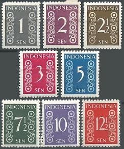 Indias Holandesas #307 - 310 y #312 315  1949  Nuevas