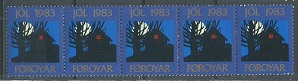 Islas Feroe  #NN  1983  Viñetas Navideñas nuevas Tira de 5