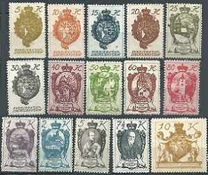 Liechtenstein #32 - 46  1920 Serie completa Nuevas (Hinged)