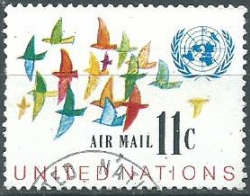 Naciones Unidas NY #C16   1972 "Palomas en bandada"