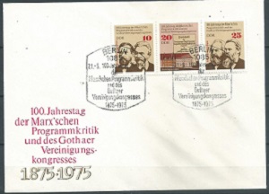 Alemania, Republica Democrática #1650   1975 Serie completa FDC "Centenario del congreso de Gotha, creación del Partido Socialista de los Trabajadores de Alemania"