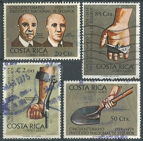 COSTA RICA  #C601 - C602, #C604 y #C606  1974