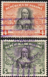 Panama #C131 - C132 1951 "500 años del natalicio de Isabel la Católica"