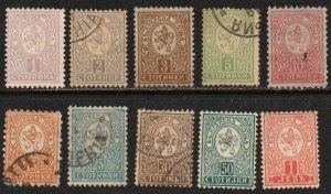 Bulgaria,  #28 - 37 1889  Serie completa
