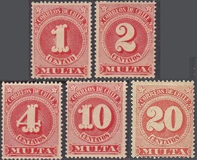 Chile #J43 -  J46  1898  Serie completa  Nuevas (Hinged)