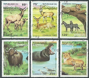 Congo Republica Popular #1008 - 1009, #1011 - 1013 y #1015  1993