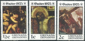 GRANADA GRANADINES #59 - 61  1975 Nueva NH "Obras de Tiziano, Giotto y Tintoreto"