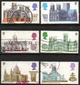 Gran Bretaña #589 - 594 1969 Serie completa "Catedrales Británicas"