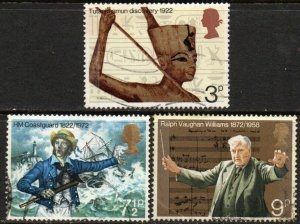Gran Bretaña #668 - 670 1972 Serie completa