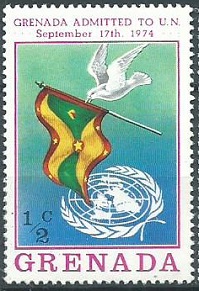 Granada #621 1975  Nueva NH  "Paloma de la paz, bandera y símbolo de de O.N.U."