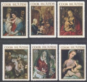 Islas Cook #227 - 232   1967  Serie completa Nuevas NH Scott $1.55 "Pinturas europeas de la Natividad, Obras de Durero, Greco, Rubens. Van Eyck, Bassano y Corregio "