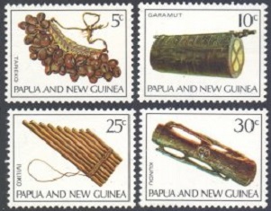 PAPUA NUEVA GUINEA #293 - 296  1969  Serie completa Nuevas NH  "Instrumentos musicales tradicionales"