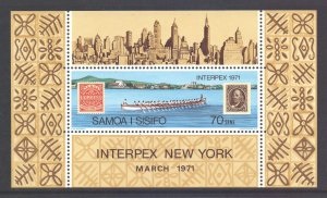 Samoa #343 1971 Minipliego Nuevo NH " INTERPEX'71 Exhibición internacional de filatelia, NY"