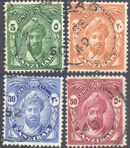 Zanzíbar # 201, #204, #206 y #208 1936