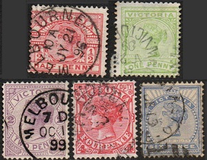 AUSTRALIA Victoria # 160 - 163 y #165 1886