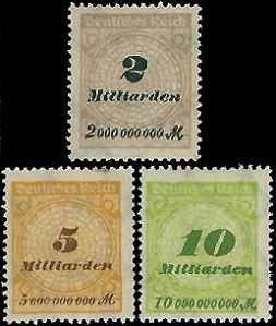 Alemania #295 - 297 1923 Nuevas