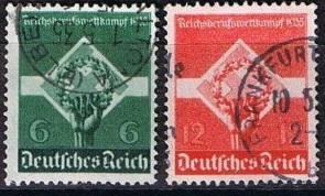 Alemania #454 - 454 1935 Serie completa Scott $2.80 "Svastika - Competencia de los jovenes trabajadores"