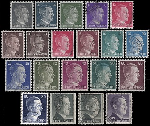Alemania #506, #508 - 510, #511A - 511B, #512 - 516, #518 - 524a y #525a 1941 Usadas