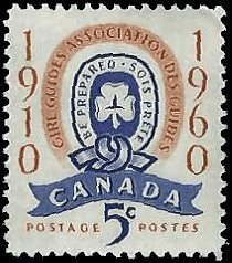 Canada #389 1960 Nueva NH "50 Años de las Girl scouts"