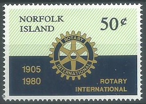 Islas Norfolk #255  1980  Nueva NH "75° Aniversario del Club de  Rotarios Internacional"