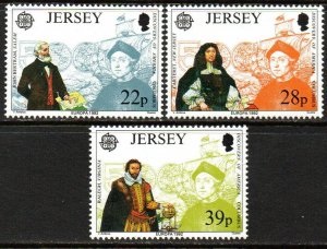 JERSEY #593 - 595  1992  Serie completa Nueva NH Cat. $3.10  "500 años del descubrimiento de America - CEPT"