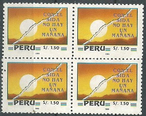 PERU #1064 1993 Cuadro Nuevas NH "Prevención del SIDA"