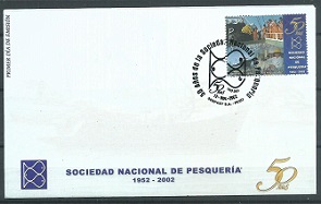 PERU #1348 2002  FDC  "50 años de la Sociedad Nacional de Pesquería" rebajado