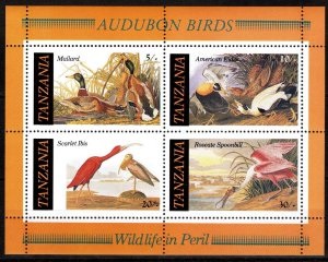 TANZANIA #309a 1986 HS Nueva NH "Ilustraciones de aves americanas por Audubon"