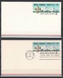 Estados Unidos Sc# UXC7 1967 6c World Jambore Idaho Postal Card Nueva y en FDC