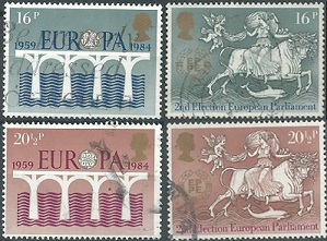 Gran Bretaña  #1053 - 1056  1984   Serie completa "Europa - II Elección del parlamento europeo"