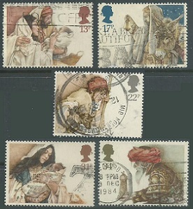 Gran Bretaña #1088 - 1092 1984 Serie completa "Escenas navideñas"