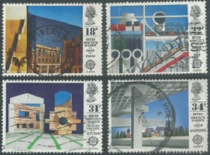 Gran Bretaña   #1176 - 1179 1987  Serie completa "Europa - Arquitectura moderna"