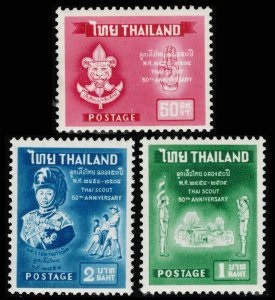 Tailandia #370 - 372  1961 Serie completa Nueva  "50 años de los scouts en Tailandia"