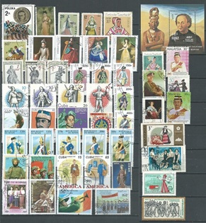 Uniformes y trajes típicos 50 estampillas + 1 hoja souvenir vol.2