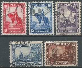 PERU #319 - 323 1934 Serie completa