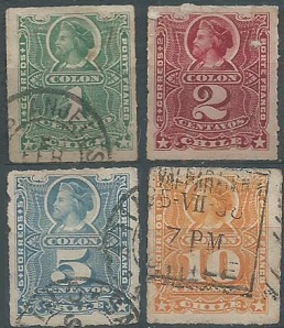 Chile # 25 - 26 y #28 - 29  1881