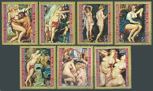 Guinea Ecuatorial Mi#285 - 291 1973 Serie completa CTO "Pinturas de mitología grecorromana por Peter Paul Rubens"