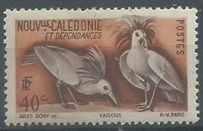 Nueva Caledonia  #278  1948  Nueva N.H. "Kagu (Rhynochetos jubatus)"