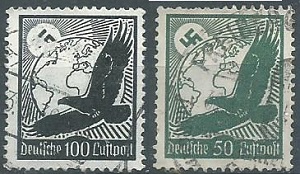 Alemania III Reich #C52 y #C54 1934 «Aguila y swastika»