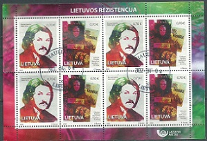 Lituania Mi#1367-1368KB  2022   Mini Pliego "Romas Kalanta, Líder de la resistencia antisoviética lituana"