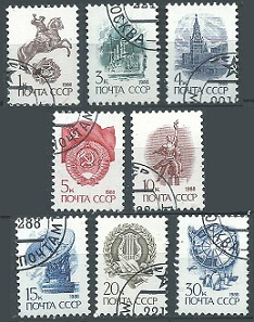 RUSIA #5723 - 5724, #5726 - 5729, #5731 y #5733 1988