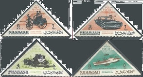 Sharjah Mi#121A - 122A, #125A y #128A 1965