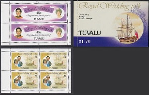 Tuvalu #157a(2) y #160a(1) 1981  en Booklet   Nueva  «Boda Real»